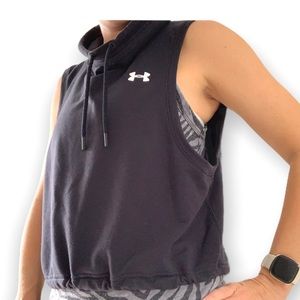 Under Armour Women's Hoodie Top M Black Athletic Loose Fit Sleeveless